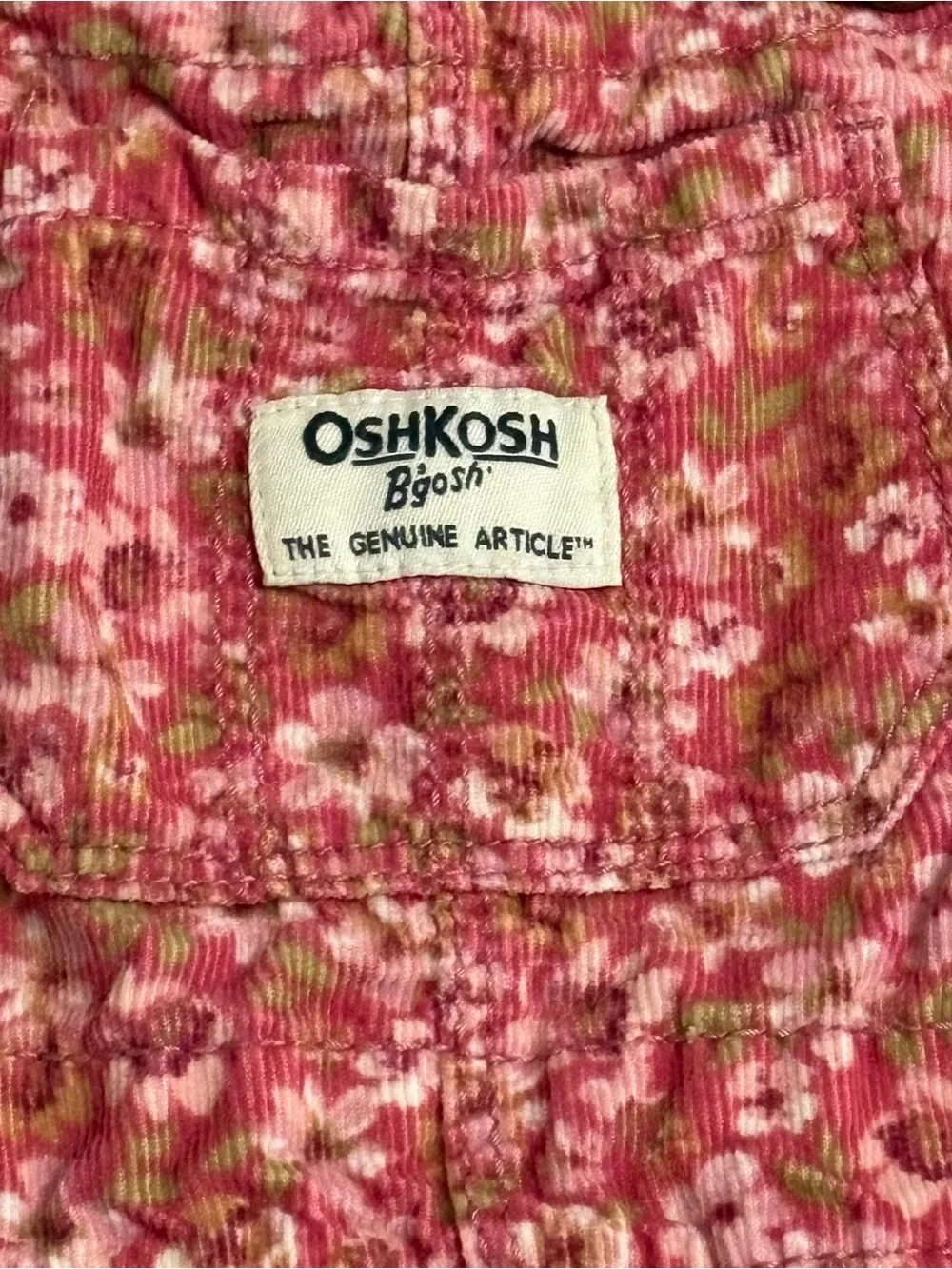 OshKosh B'gosh Pink Floral Corduroy Overall Dress Jumper Skirtall Size 2T